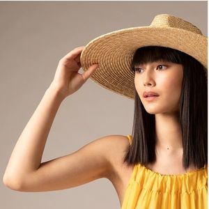 NWOT Classic Straw Large Brim Fedora Straw Sun Hat